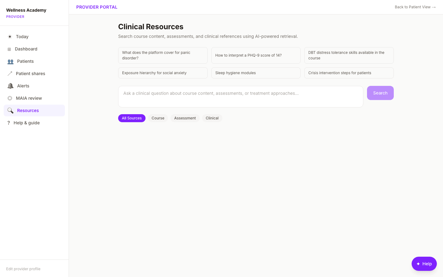 Clinical resource search across the curriculum and reference library